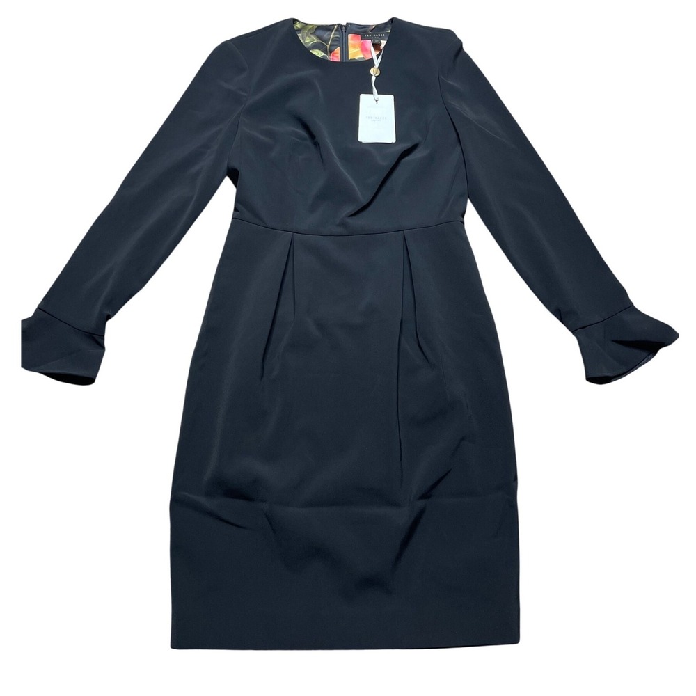 Ted Baker London Black Long Sleeve‎ Dress Tulip Lined Career